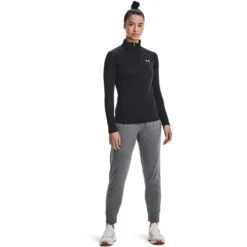 Under Armour Women's UA Tech™ Half Zip Top Black / Black / Metallic Silver -Puma Shop s7.v5 1320126 001 fsf 1