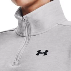 Under Armour Women's Quarter Zip Top Halo Gray Light Heather / Black -Puma Shop s7.v5 1373058 014 collar