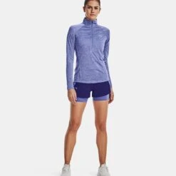 Under Armour Women's Tech™ Half Zip Twist Chestnut Baja Blue / White / Metallic Silver -Puma Shop v5 1320128 495 fsf
