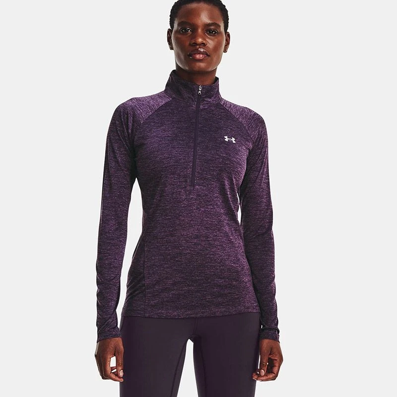 Under Armour Women's UA Tech™ Twist ½ Zip Tux Purple / Retro Purple / Metallic Silver 3 Under Armour Women's UA Tech™ Twist ½ Zip Tux Purple / Retro Purple / Metallic Silver