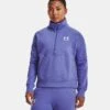 Under Armour Women's UA Rival Fleece Half Zip Baja Blue / White -Puma Shop v5 1373030 495 fc